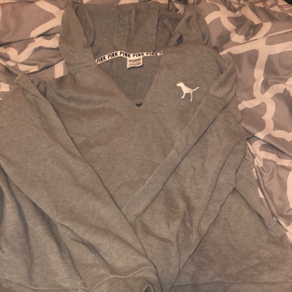 Pink semi cropped hoodie